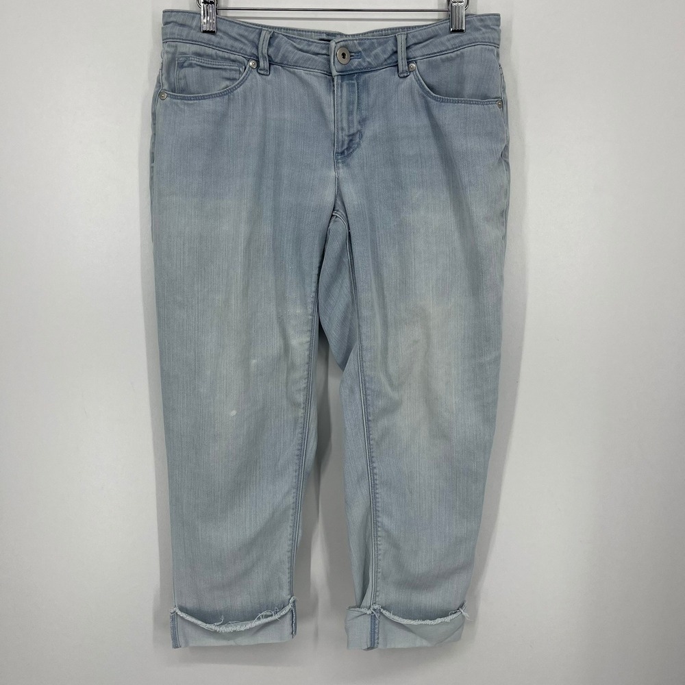 J. Jill Denim Authentic Fit Cropped Jeans Light Wash Raw Hem Petite Size 4P